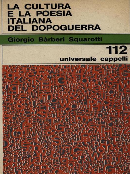 La cultura e la poesia italiana del dopoguerra - Giorgio Bàrberi Squarotti - copertina