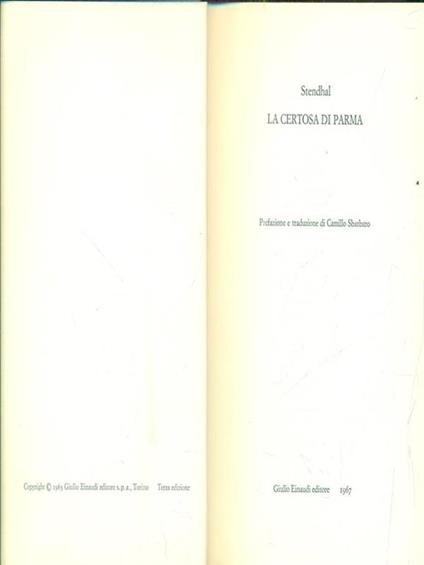 La  Certosa di Parma - Stendhal - copertina