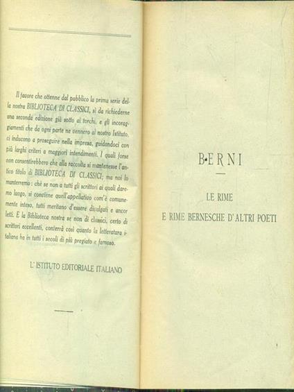 Le rime e rime bernesche d'altri poeti - copertina