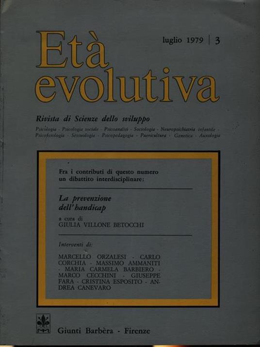 Età evolutiva n. 3/luglio 1979 - copertina