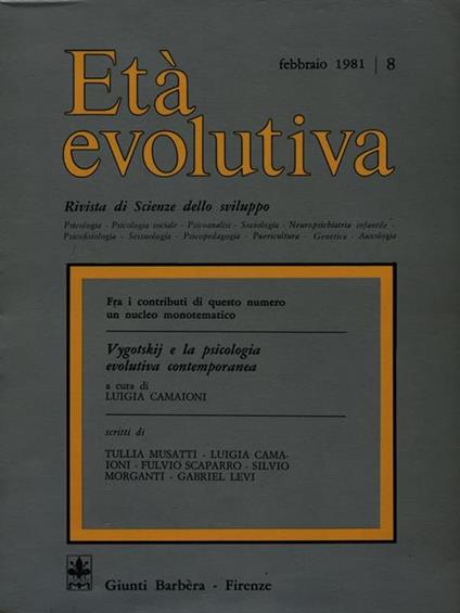 Età evolutiva n. 8/febbraio 1981 - copertina
