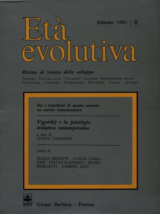 Età evolutiva n. 8/febbraio 1981 - copertina