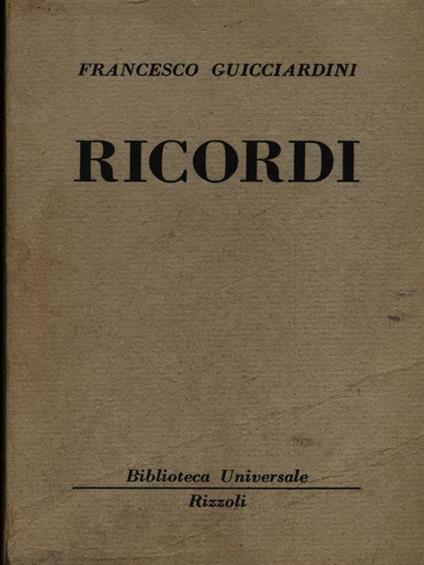 Ricordi - Francesco Guicciardini - copertina