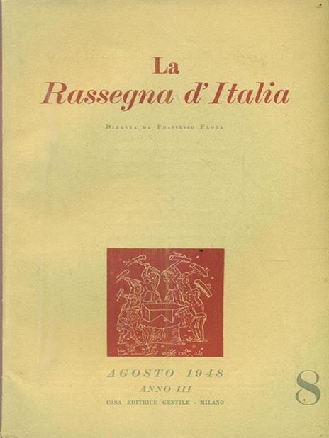 La rassegna d'Italia numero 8. agosto 1948 - copertina