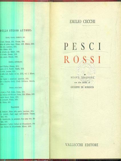 Pesci rossi - Emilio Cecchi - copertina