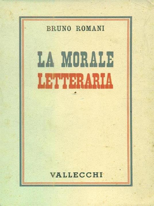 La morale letteraria - Bruno Romani - copertina
