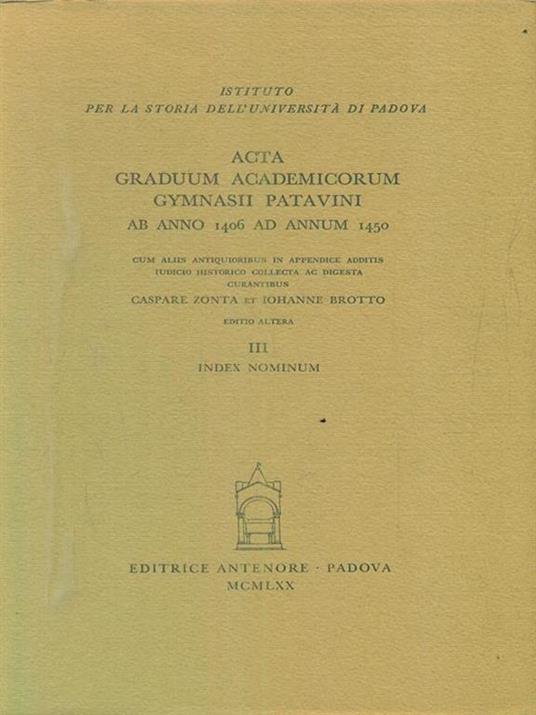 Acta graduum academicorum Gymnasii Patavini ab anno 1435 ad annum 1450 - copertina