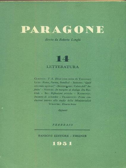 Paragone 14 - febbraio 1951 - copertina
