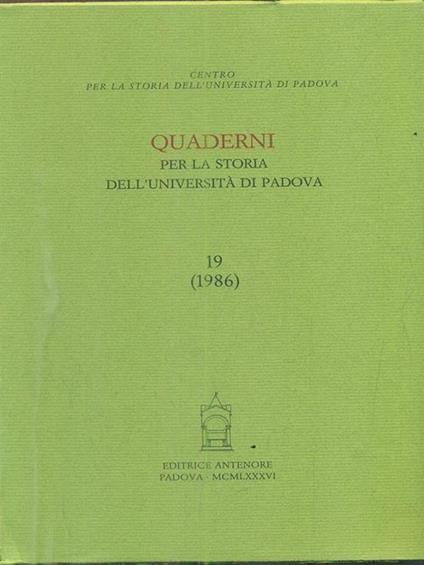 Quaderni per la storia dell'Università di Padova - copertina