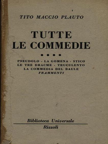 Tutte le commedie vol. 4 - T. Maccio Plauto - copertina