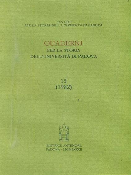 Quaderni per la storia dell'Università di Padova - copertina