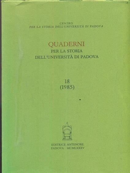 Quaderni per la storia dell'Università di Padova - copertina