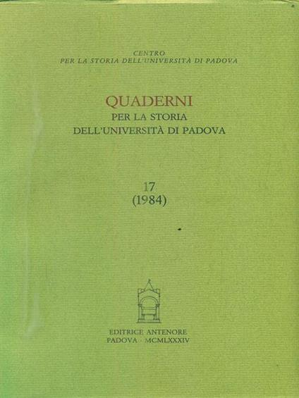Quaderni per la storia dell'Università di Padova - copertina