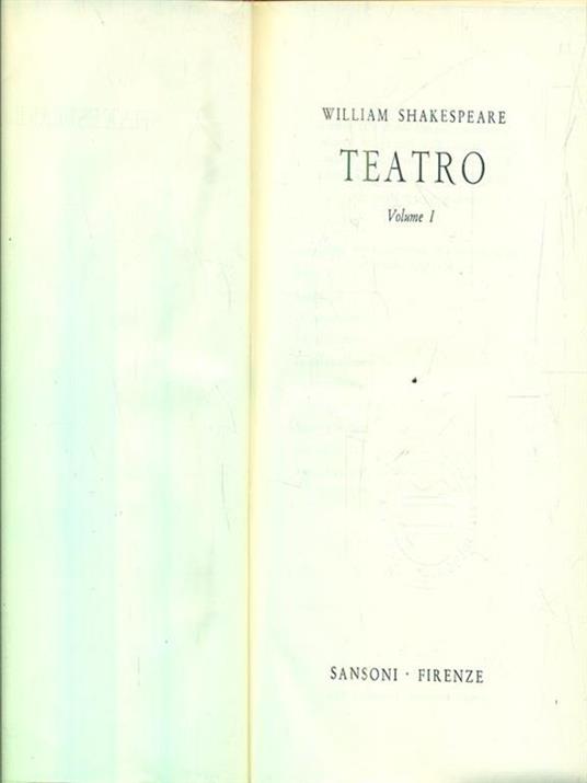 Teatro. Vol I - William Shakespeare - copertina