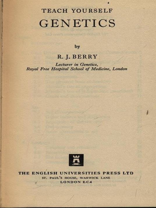 Genetics - R. J. Berry - copertina