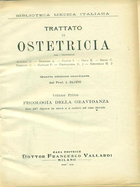 Trattato di ostetricia. Vol primo - copertina