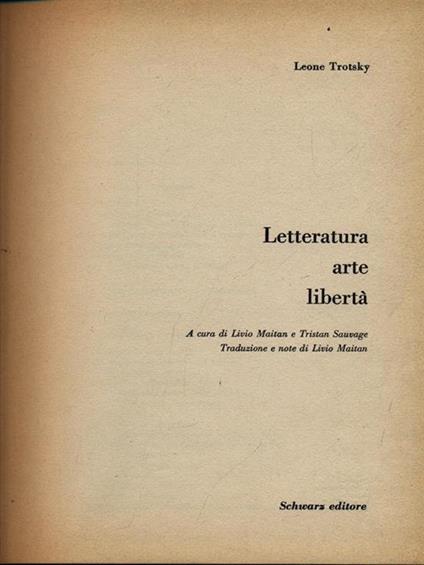 Letteratura arte libertà - Lev Trotsky - copertina