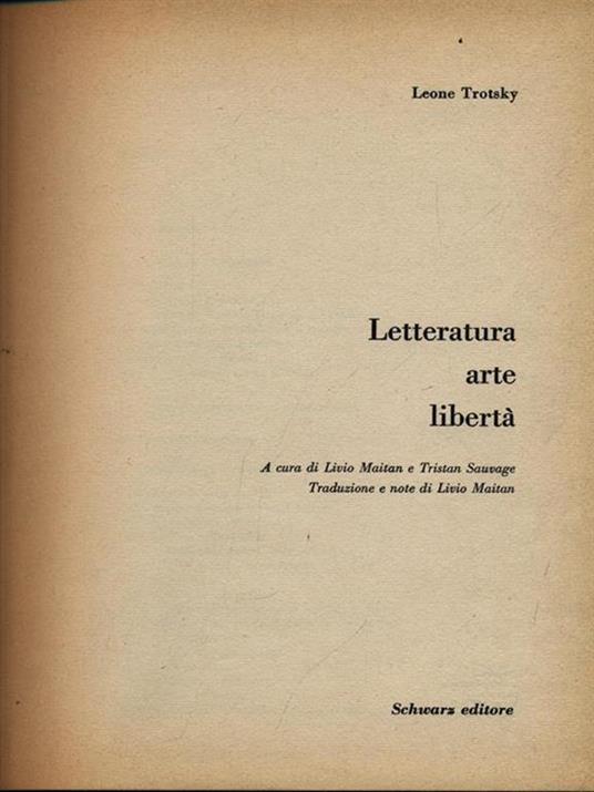 Letteratura arte libertà - Lev Trotsky - copertina