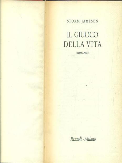 Il giuoco della vita - Storm Jameson - copertina