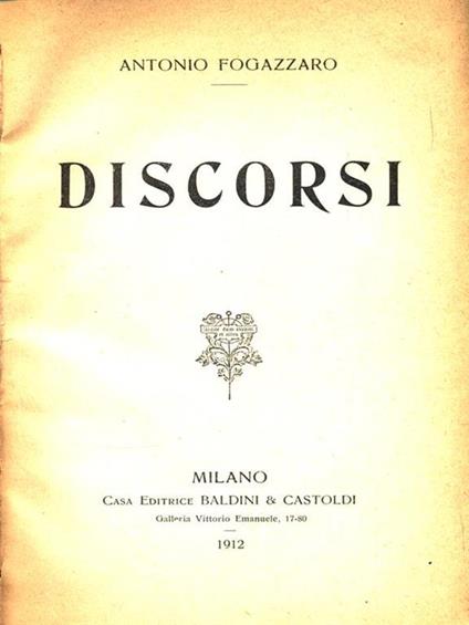 Discorsi - Antonio Fogazzaro - copertina