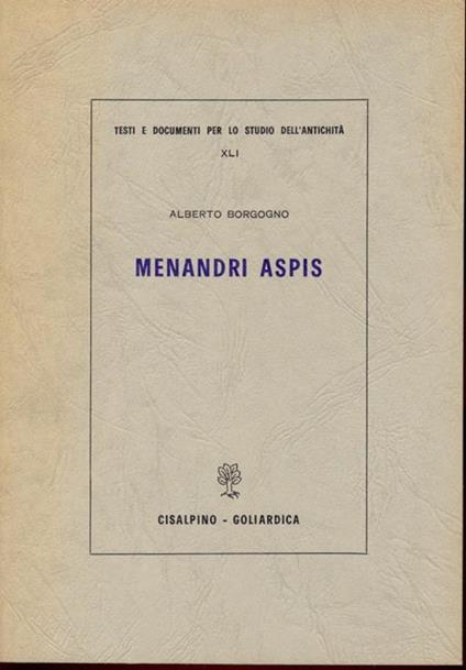 Menandri aspis - Alberto Borgogno - copertina
