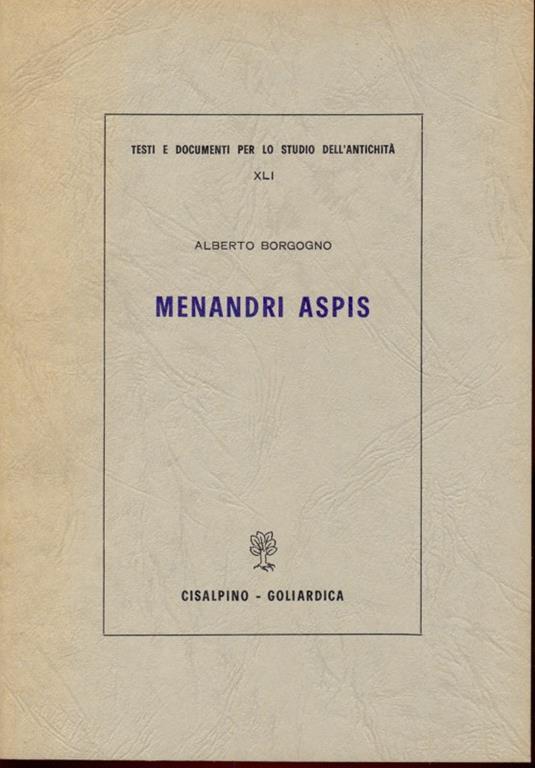 Menandri aspis - Alberto Borgogno - copertina