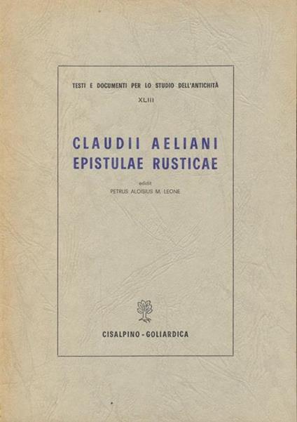 Claudii aeliani epistulae rusticae - copertina