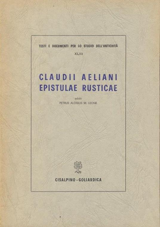 Claudii aeliani epistulae rusticae - copertina