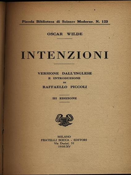 Intenzioni - Oscar Wilde - copertina
