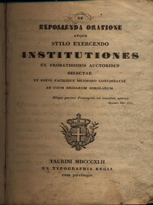 De expolienda oratione atque stylo exercendo institutiones - copertina