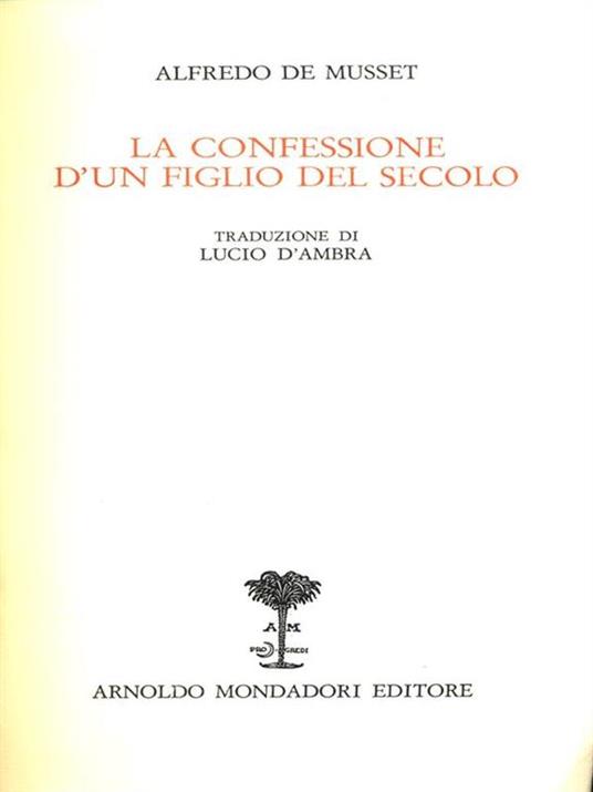 La confessione d'un figlio del secolo - Alfred de Musset - copertina