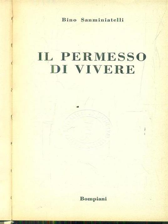 Il permesso di vivere - Bino Sanminiatelli - copertina