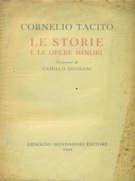 Le storie e le opere minori - P. Cornelio Tacito - copertina
