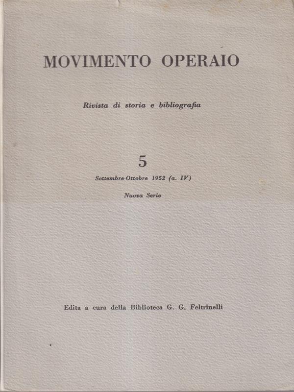 Movimento Operaio. N. 5 Settembre Ottobre 1952