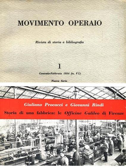 Movimento Operaio - N. 1 Gennaio Febbraio 1954 - copertina