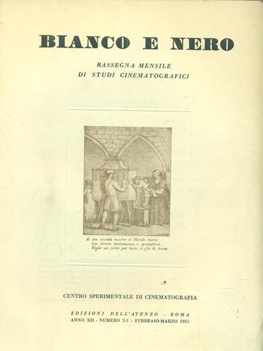 Bianco e nero. Anno XII. Numero 2-3. Febbraio-Marzo 1951 - copertina