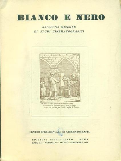 Bianco e nero. Anno XII. Numero 8-9. Agosto. settembre 1951 - copertina