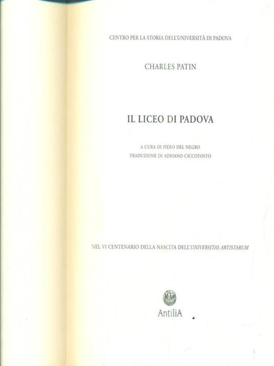 Il liceo di Padova - Charles Patin - copertina