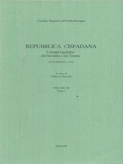 Repubblica cispadana. Vol III Tomo I - copertina
