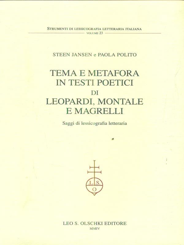 Tema e metafora in testi poetici di Leopardi, Montale e Magrelli