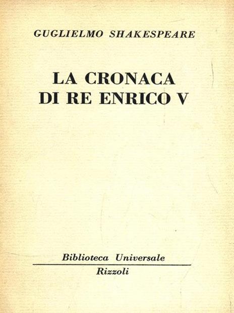 La cronaca di Re Enrico V - William Shakespeare - copertina