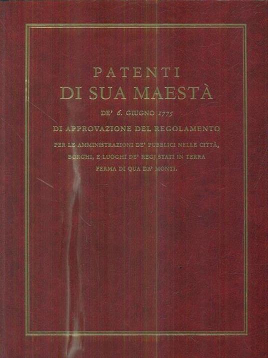 Patenti di sua Maestà de 6 Giugno 1775 - copertina
