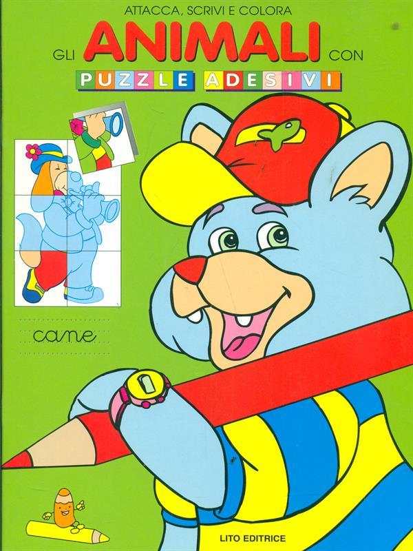 Animali con puzzle adesivi