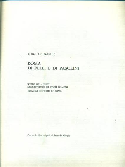 Roma di Belli e di Pasolini - Luigi De Nardis - copertina