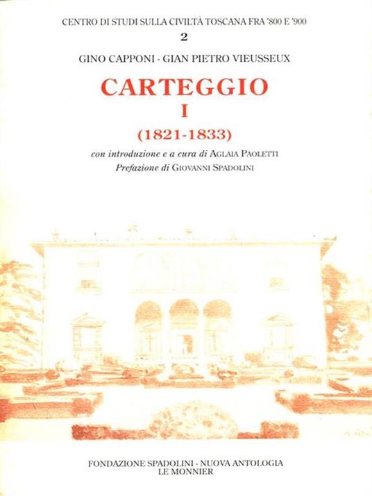Carteggio I (1821-1833) - Gino Capponi - copertina