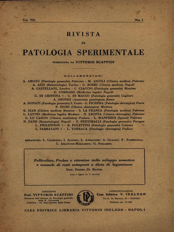 Follicolina, Prolan e vitamine nello sviluppo somatico e sessuale di ratti - Estratto