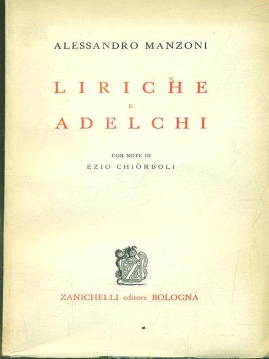 Liriche e Adelchi - Alessandro Manzoni - copertina