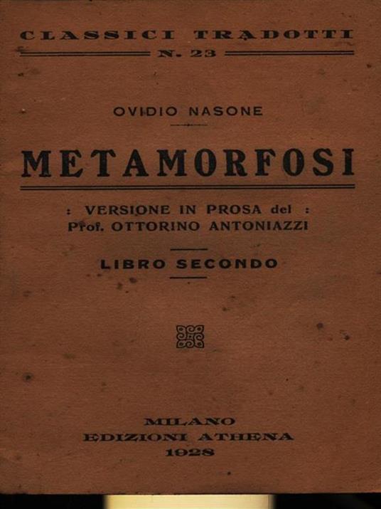 Metamorfosi Libro secondo - P. Nasone Ovidio - copertina