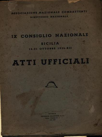 IX Consiglio Nazionale Sicilia 14-21 ottobre 1934 Atti ufficiali - copertina