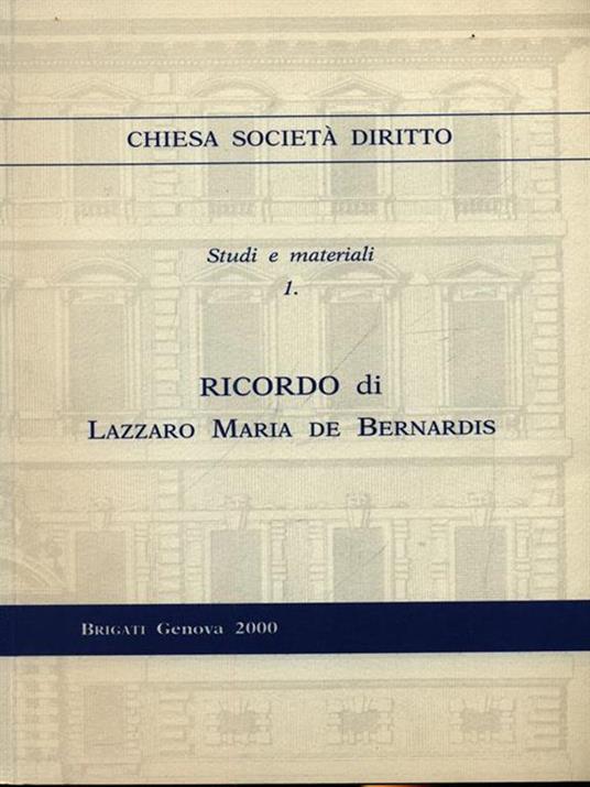 Ricordo di Lazzaro Maria De Bernardis - copertina